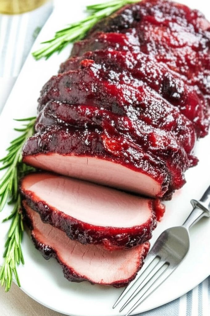 Quick Savory Cranberry Glazed Pork Loin Roast