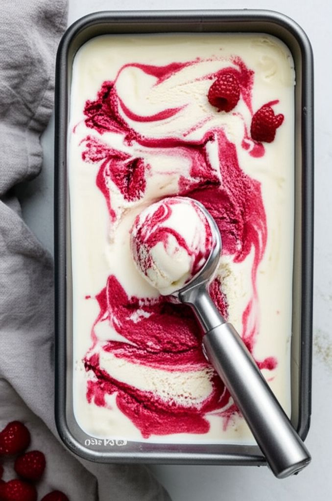 White Chocolate and Raspberry Ice Cream