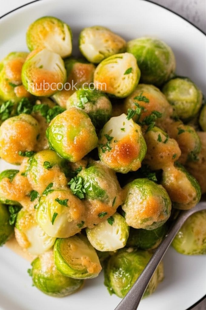 Delicious Creamy Cheesy Brussels Sprouts