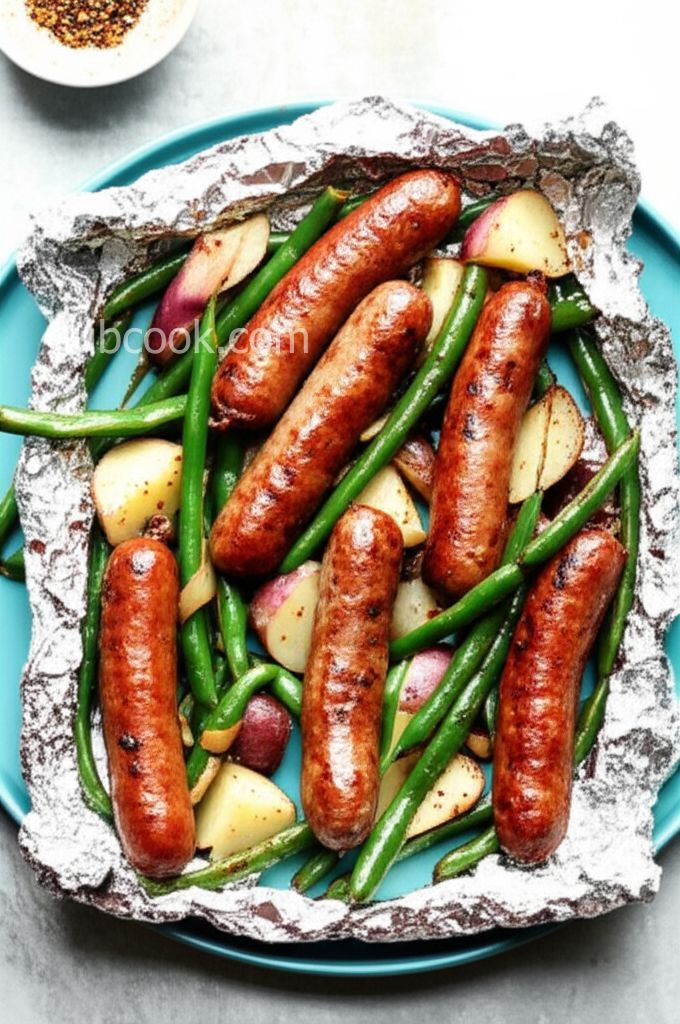 Grilled Sausage with Potatoes and Green Beans