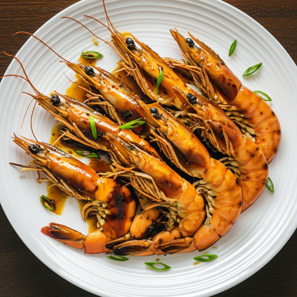 Steamed Garlic Prawns, Chinese Style