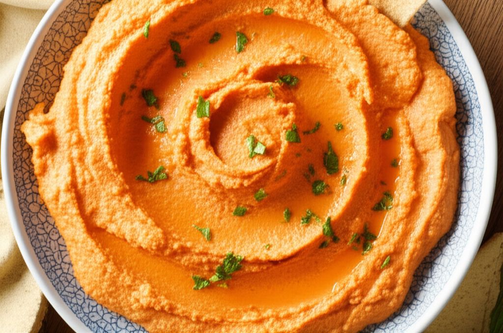 Spiced Sweet Roasted Red Pepper Hummus
